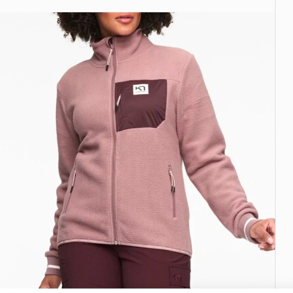 Kari Traa Rothe Midlayer Full Zip Fleece Jacket Taupe Mauve 622569 Womens Medium